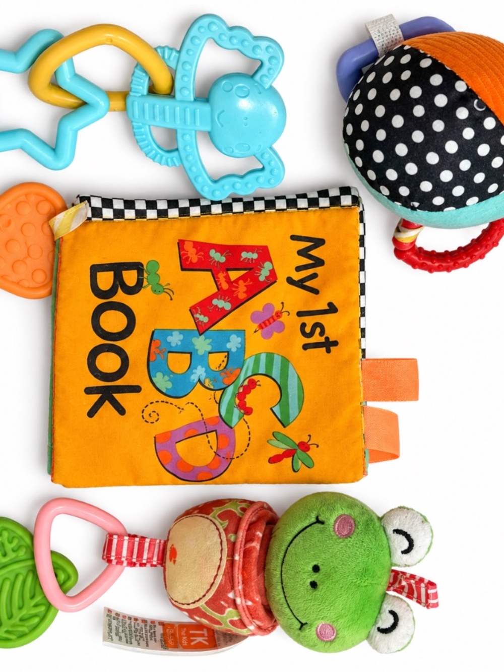 Baby Sensory Toy Lot Wimmer Playtex Tumama Rattle Teether Book 4pc